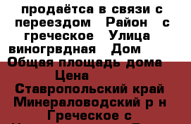 продаётса в связи с переездом › Район ­ с греческое › Улица ­ виногрвдная › Дом ­ 66 › Общая площадь дома ­ 58 › Цена ­ 600 000 - Ставропольский край, Минераловодский р-н, Греческое с. Недвижимость » Дома, коттеджи, дачи продажа   